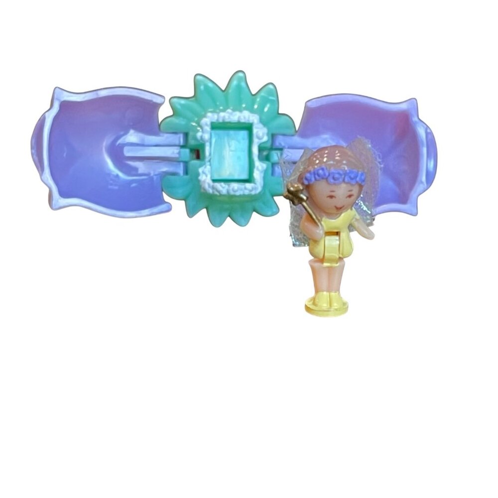 Vintage Polly Pocket 1993 Tulip Petal Fairy Ring Complete 2 Piece‎ Set Bluebird